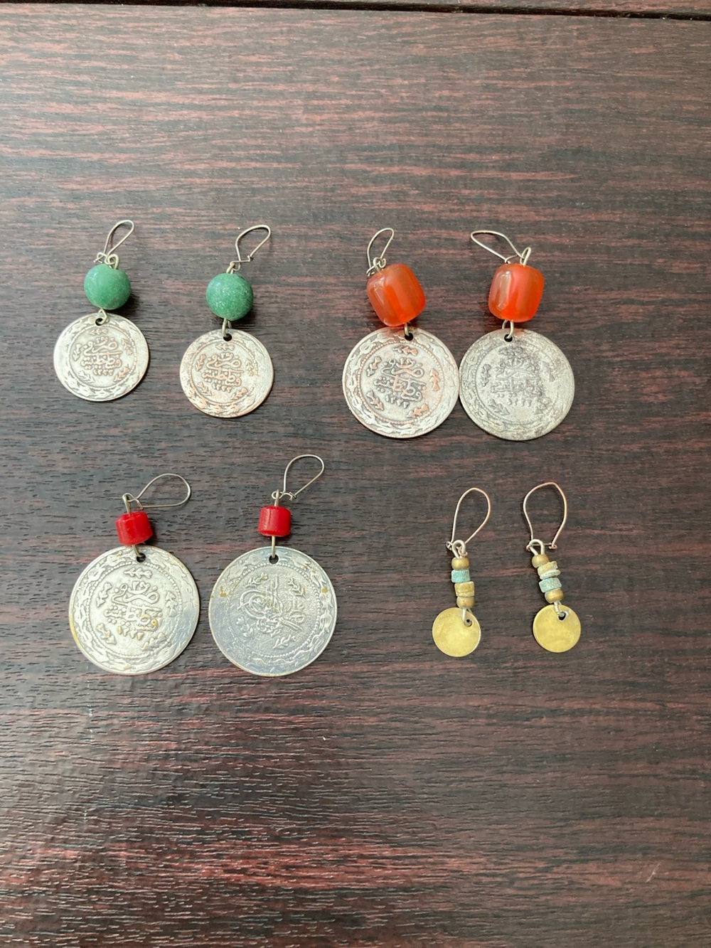 Vintage 1970’s Bohemian Handmade Drop Earrings (4 pairs)
